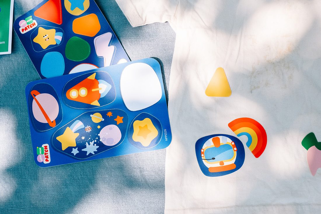 Sticker Patches applied to a shirt